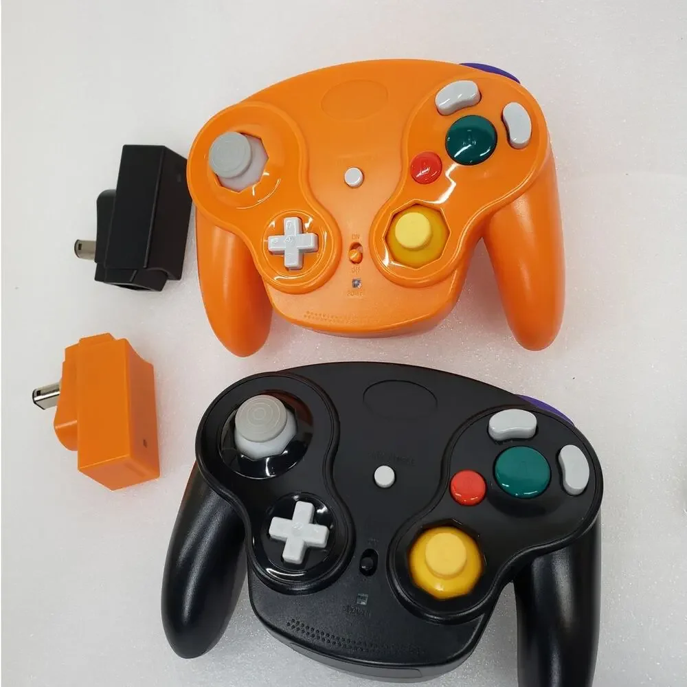 PGFYDAL 2.4G Wireless GameCube Controllers w Wireless Receivers. Orange & Black